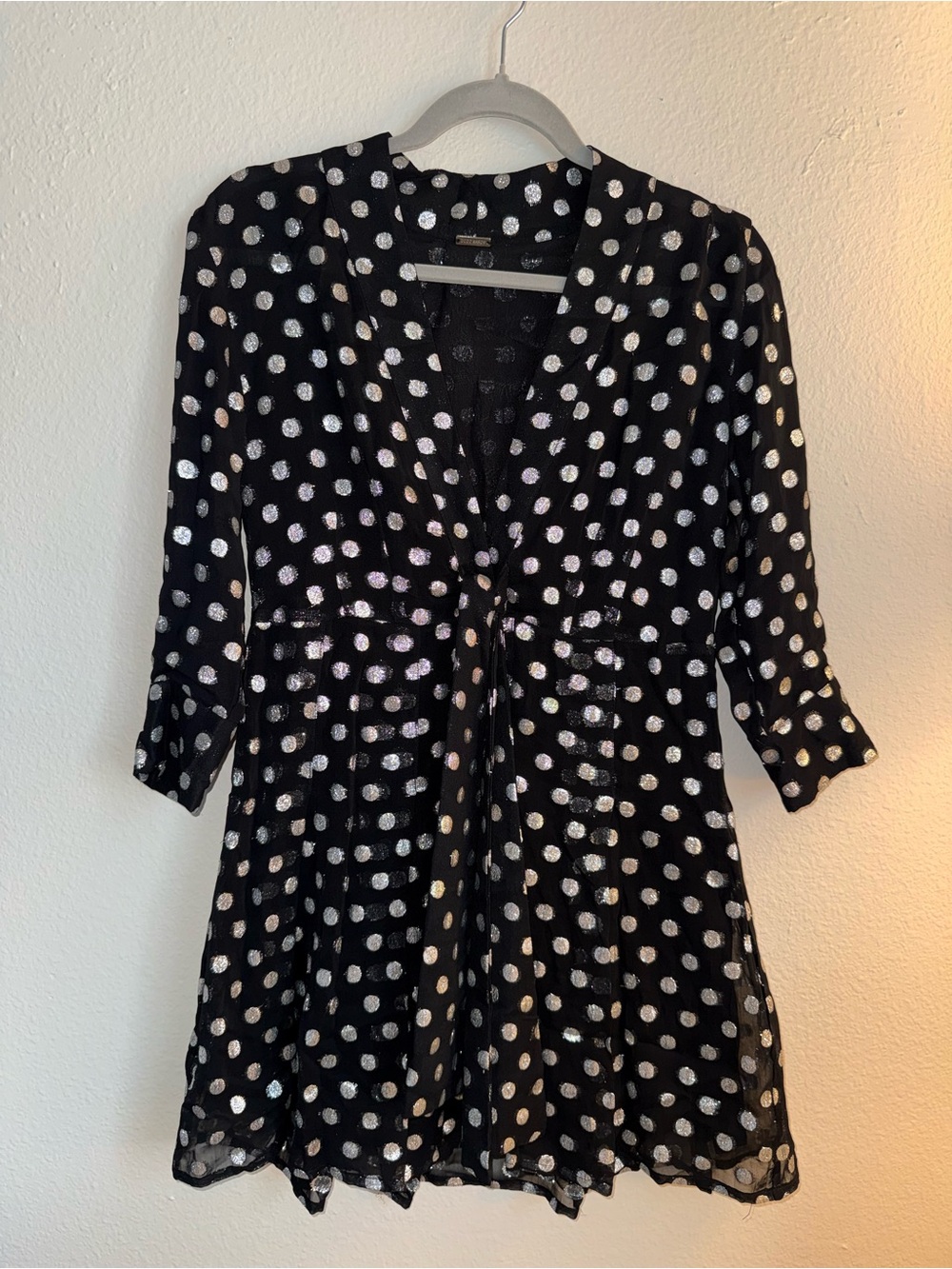 Dodo Bar Or Black Mini Dress with Silver Polka Dots